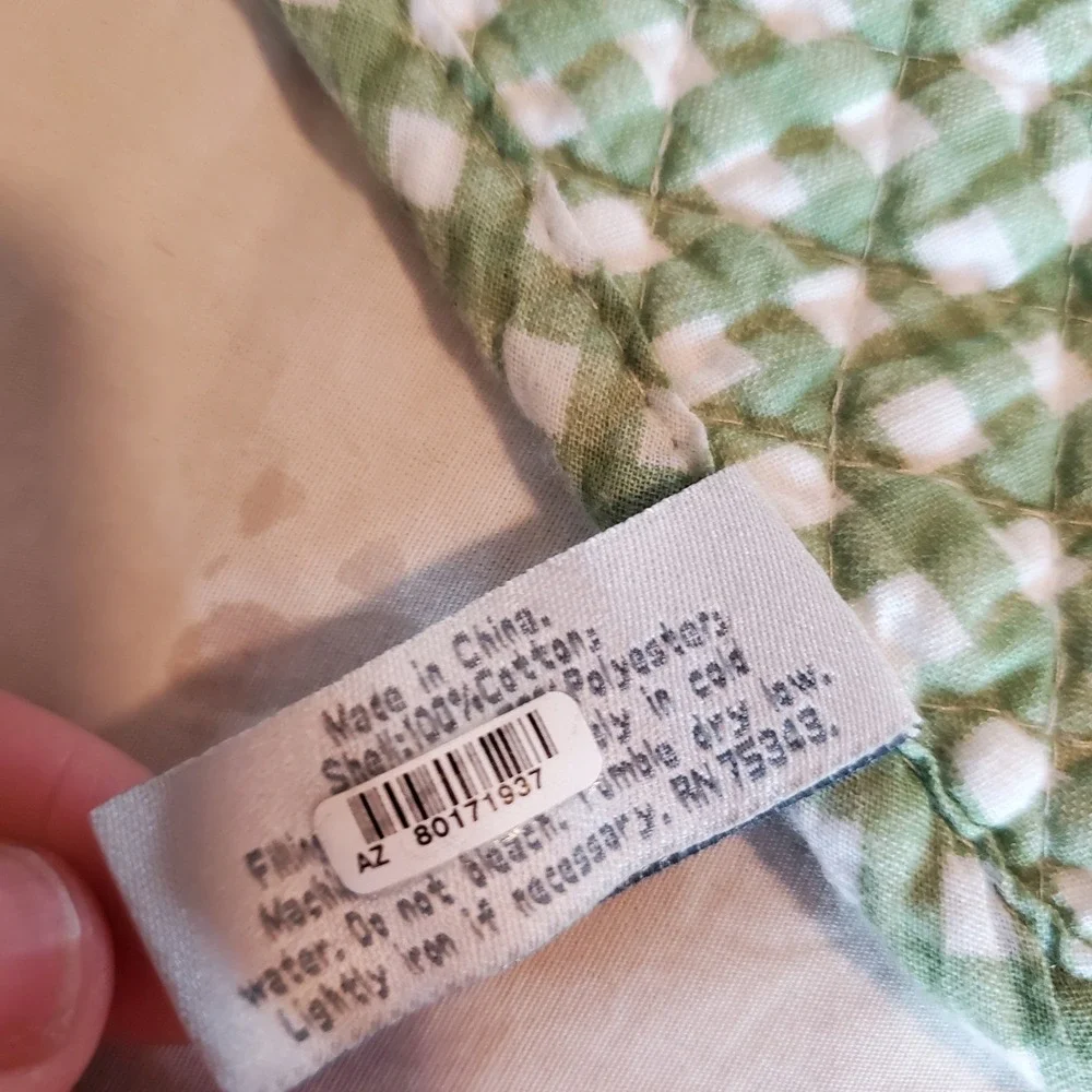 Rachel Ashwell Farmhouse Reversible Quilted Table Runner Gingham Green 71x13